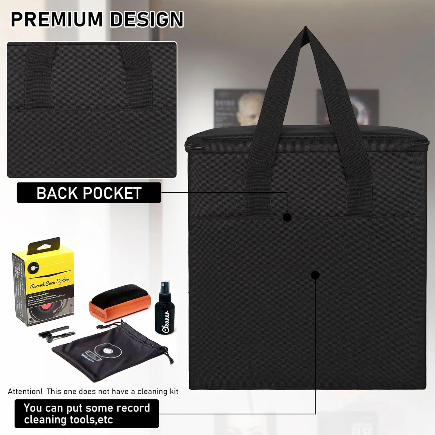 Vinyl Record Storage Box with Lids and Handle Vinyl Album Storage Case Bag for 12 inch LP