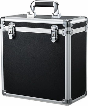 Vinyl Record Storage Case LP Album Collection Display Box Aluminium Water Resistant Vinyl Record Organizer Storage Holds 50 Valuable Records 7/10/12 Inch Collapsible Storage Crate with Mesh Bag, Black vinyl storage,record holder,LP organizer,
