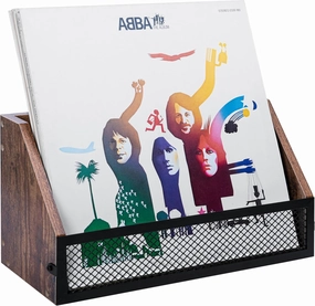 Vinyl Record Storage Display, Vinyl Wall Mount Shelf, 25-30 12-inch LPs, Vintage Style Album Holder Tabletop Rack for Albums Magazines or Books, Now Playing Vinyl Record Stand vinyl storage,record holder,LP organizer,