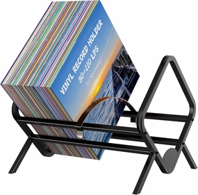 Vinyl Record Storage Holder, 80-110LP Albums Storage Rack,Metal vinyl record display Stand with Adjustable Dividers,Quick Assembly Vinyl Shelf Organizer for Magazine, Book, Files, Black vinyl storage,record holder,LP organizer,
