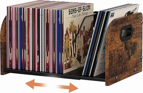 Vinyl Record Storage Holder, Expandable Record Holder Rack With Movable Divider, 110 LP Album Display Shelf Stand, Magazine Holder (Rustic Brown) vinyl storage,record holder,LP organizer,