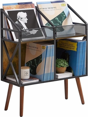 Vinyl Record Storage Holder Rack,250 LP Wooden Record Display Table for Albums Books Magazines Files for Living Room Bedroom Patent Pending vinyl storage,record holder,LP organizer,