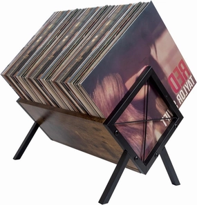 Vinyl Record Storage Holder, Record Holder 80-100 LP with Dividers, Retro Style Quick Assembly Vinyl Record Display for Albums, Magazine, Book, Files (1 Tier) vinyl storage,record holder,LP organizer,