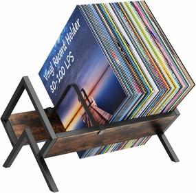 Vinyl Record Storage-Holds 80-100 LP Albums,Quick Assembly Vinyl Record Holder with Adjustable Dividers, Home & Studio Record Organizer for Magazine, Book, Files vinyl storage,record holder,LP organizer,