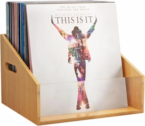 Vinyl Record Storage Visual Record Crates Album Storage for Vinyl Records Bamboo Record Holder with Handles Great for Record Album Magazine Storage Holds Up to 65 Records vinyl storage,record holder,LP organizer,