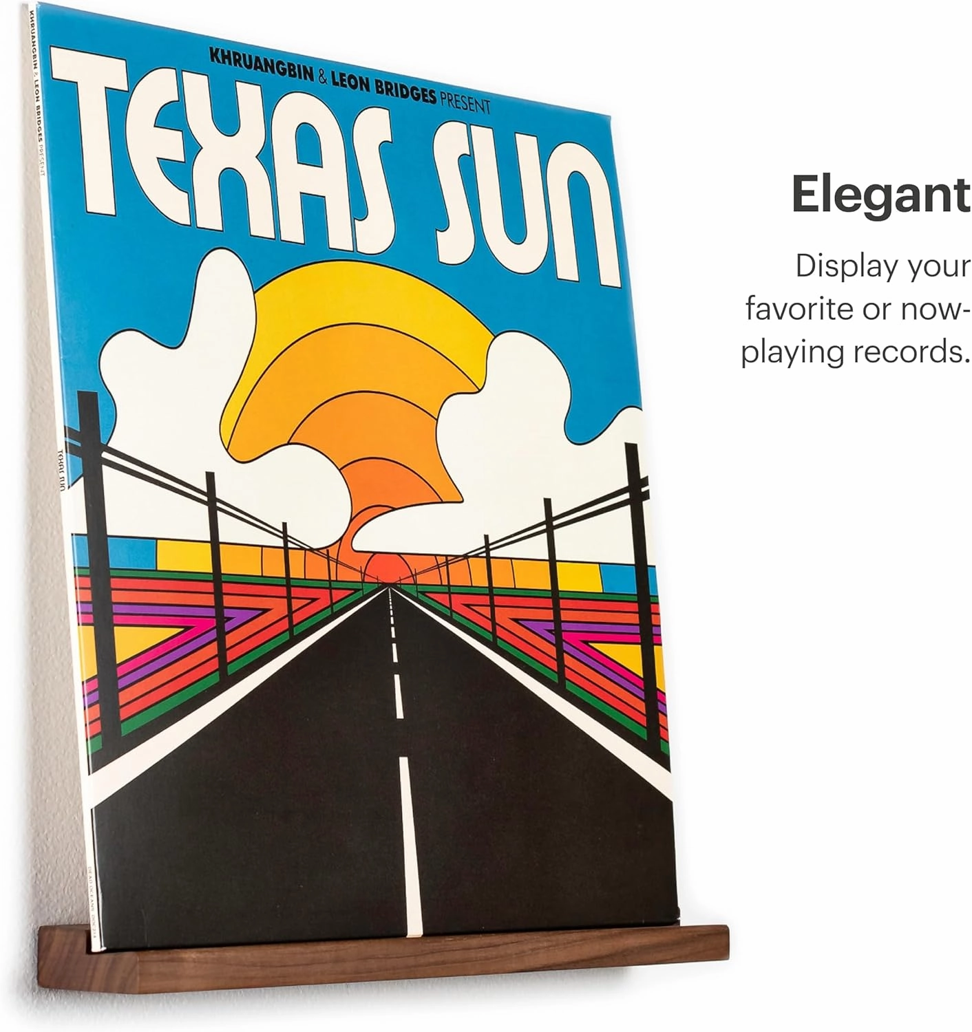 Vinyl Record Wall Mount - 3 Elegant Display Ledges Made from Solid Wood - This Vinyl Record Shelf Will Hold Records of Any Size (Walnut)