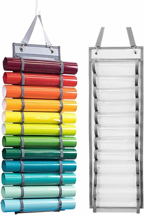 Vinyl Roll Holder 12 Compartments Vinyl Storage Organizer Hanging Vinyl Storage Rack Craft Vinyl Roll Organizer Wall Mount vinyl storage,record holder,LP organizer,