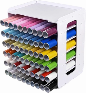 Vinyl Roll Holder, Countertop Cabinet Vinyl Roll Storage Organizer, Holds Over 60 Vinyl Rolls, Dust-Reduced, Stable and Durable, Superior Protection, Ideal for Craft Room Organization vinyl storage,record holder,LP organizer,