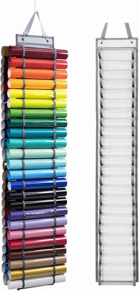 Vinyl Roll Organizer - 48 Compartment Hanging Storage Rack with Wall Mount vinyl storage,record holder,LP organizer,