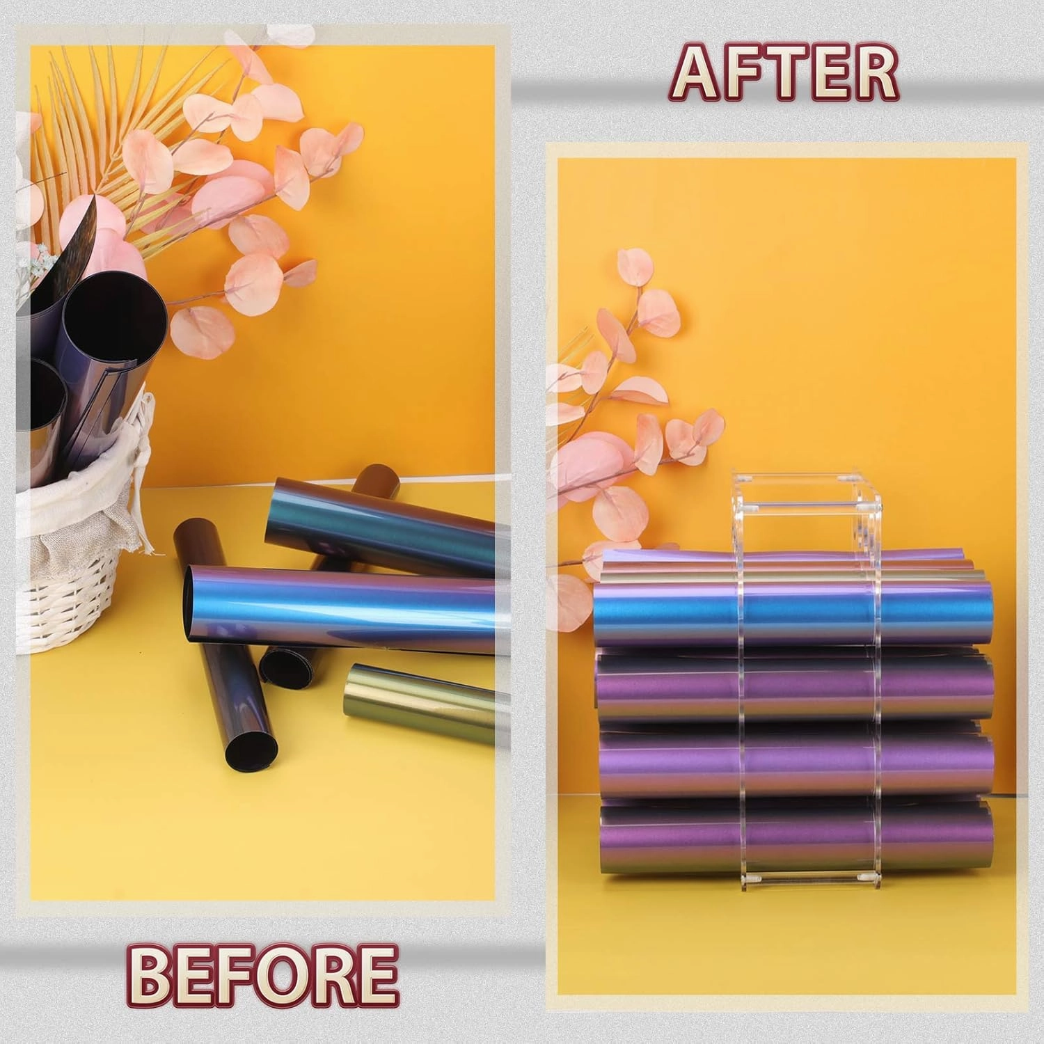Vinyl Roll Storage 20-Holes Vinyl Storage Rack for Craft Room Vinyl Roll Holder for up to 20 Vinyl Rolls, Acrylic Material