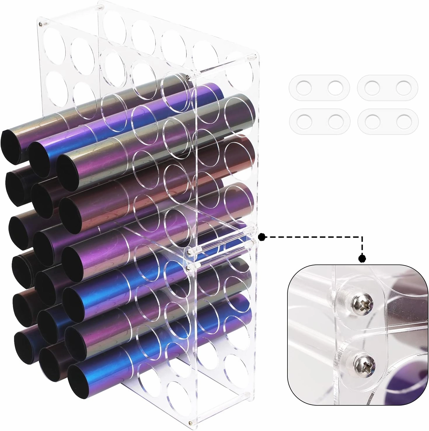 Vinyl Roll Storage 40-Holes Vinyl Storage Rack for Craft Room Vinyl Roll Holder for up to 40 Vinyl Rolls, Acrylic Material (2-Pack)