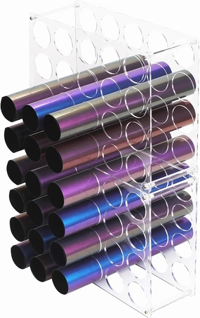 Vinyl Roll Storage 40-Holes Vinyl Storage Rack for Craft Room Vinyl Roll Holder for up to 40 Vinyl Rolls, Acrylic Material (2-Pack) vinyl storage,record holder,LP organizer,