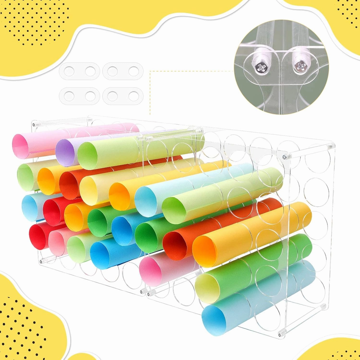 Vinyl Storage Rack 50-Holes Vinyl Holder Acrylic Vinyl Roll Storage for Craft Room, Vinyl Organizer for up to 50 Vinyl Rolls (2-Pack 25Holes)