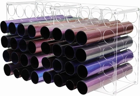 Vinyl Storage Rack 50-Holes Vinyl Holder Acrylic Vinyl Roll Storage for Craft Room, Vinyl Organizer for up to 50 Vinyl Rolls (2-Pack 25Holes) vinyl storage,record holder,LP organizer,