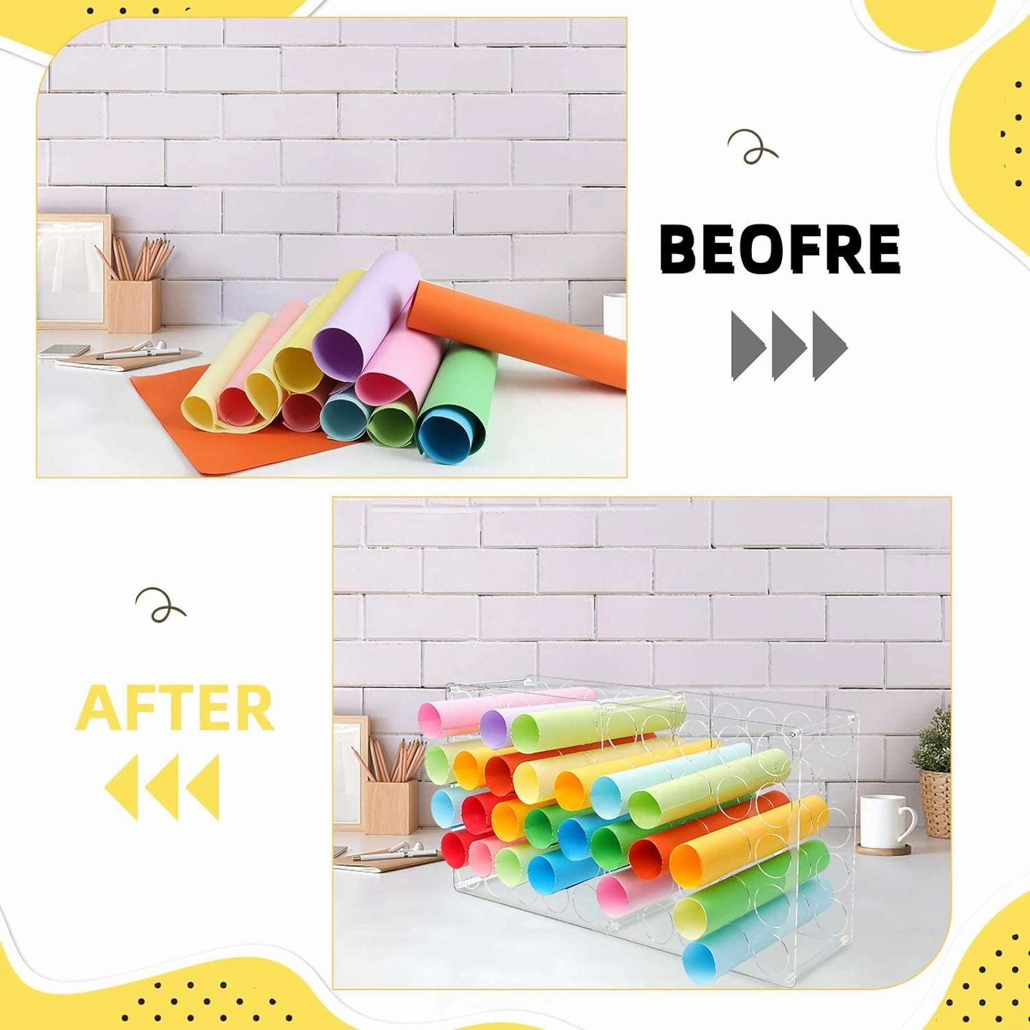 Vinyl Storage Rack 50-Holes Vinyl Holder Acrylic Vinyl Roll Storage for Craft Room, Vinyl Organizer for up to 50 Vinyl Rolls (2-Pack 25Holes)