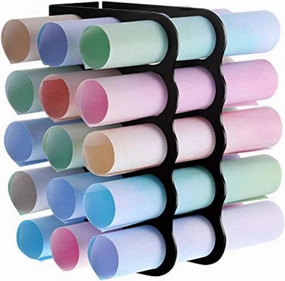 Vinyl Storage Rack Store Up to 15 Vinyl Rolls Acrylic Storage Organizer Aperture 2 Inch Multiple Display Holder for Craft Room and More, 12 x 7.8 Inch(Black) vinyl storage,record holder,LP organizer,