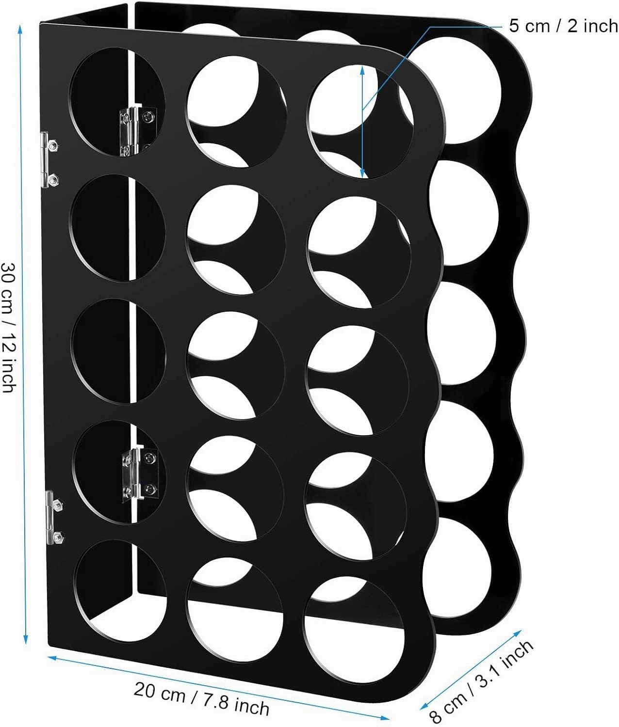 Vinyl Storage Rack Store Up to 15 Vinyl Rolls Acrylic Storage Organizer Aperture 2 Inch Multiple Display Holder for Craft Room and More, 12 x 7.8 Inch(Black)