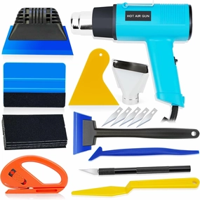 Vinyl Wrap & Window Tint Tool Kit  12Piece with 1200W Heat Gun, Felt Edge Squeegee, Glass Squeegee, Edge Trimmer, and Precision Knife Cutter for Car Wraps, Window Film, PPF, Decals, and Graphics vinyl accessories,turntable parts,record player tools,