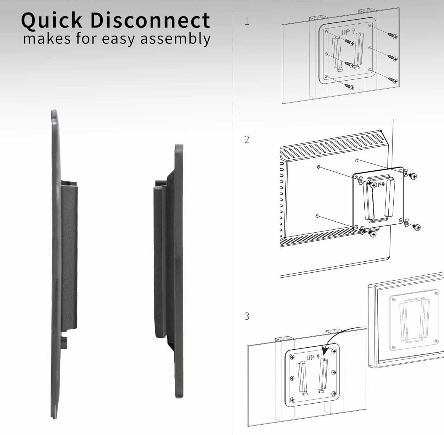 VIVO Anti-Rust Quick Release Plastic Polymer RV TV Mount for Screens up to 43 inches and 30 lbs, Low Profile Wall Bracket, for Camping, Truck, Movie Night, Black, Mount-VWRV1