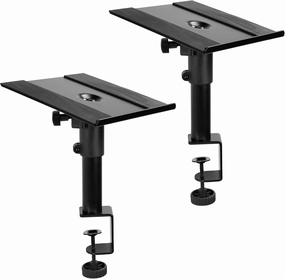 VIVO Clamp-on Speaker Stand Desk Mount Set, 10 x 9 inch Trays, Height Adjustment and Tilt, Universal Audio Holders for Computer and Bookshelf Speakers, Elevated Sound, 2 Pack, Black, MOUNT-SP01CB speaker stands,monitor stands,floor speaker holders,