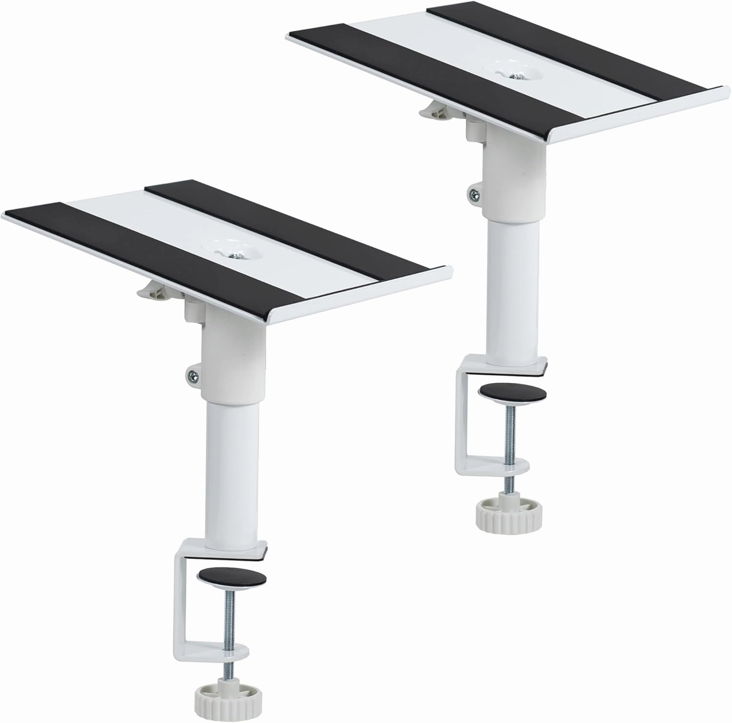VIVO Clamp-on Speaker Stand Desk Mount Set, 10 x 9 inch Trays, Height Adjustment and Tilt, Universal Audio Holders for Computer and Bookshelf Speakers, Elevated Sound, 2 Pack, White, MOUNT-SP01CW studio monitors,nearfield speakers,mixing reference monitors