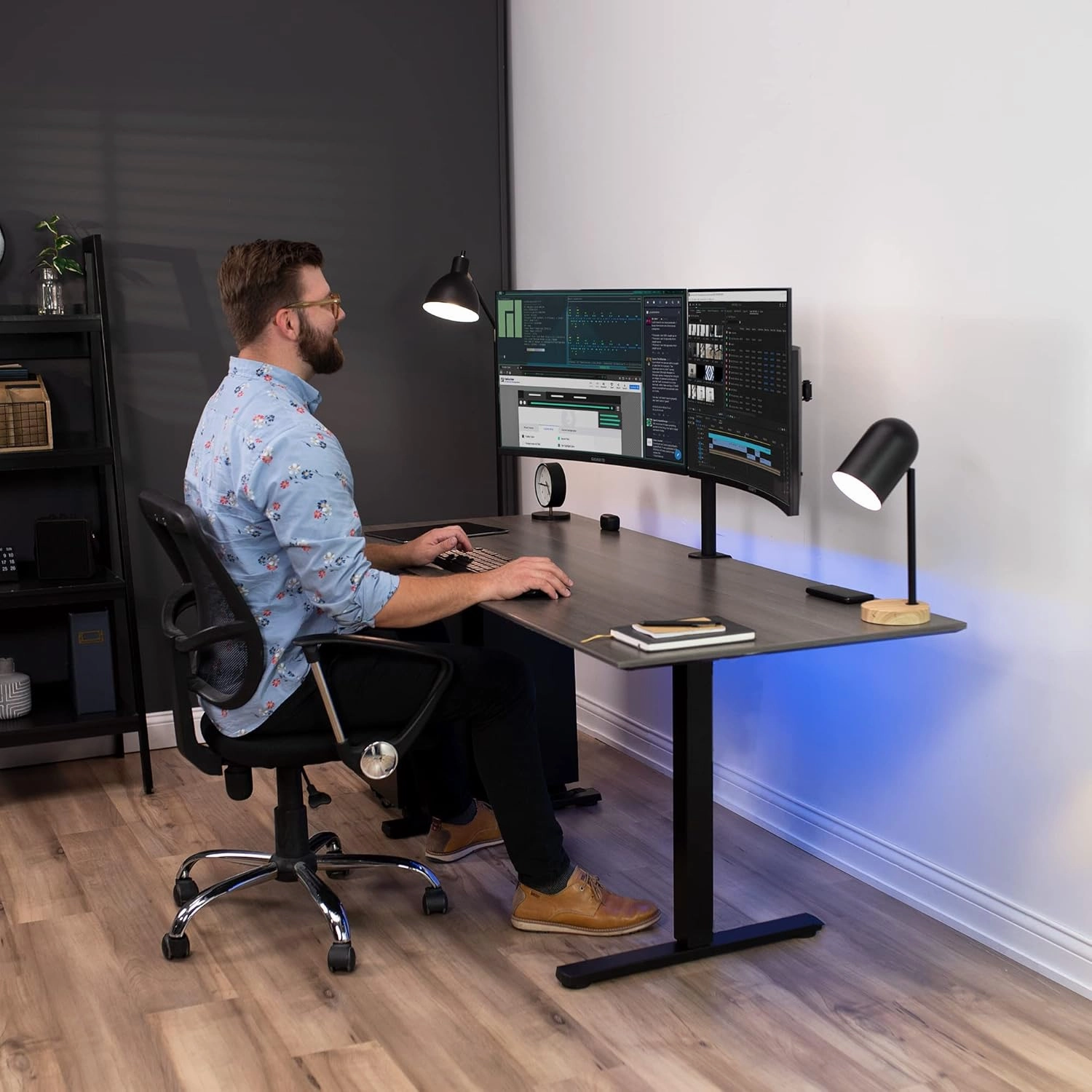 VIVO Dual LCD LED 21 to 32 inch Monitor Desk Mount, Heavy Duty, Adjustable Telescoping Arms, Flush Wall Setup, Fits 2 Screens, Black, STAND-V002E