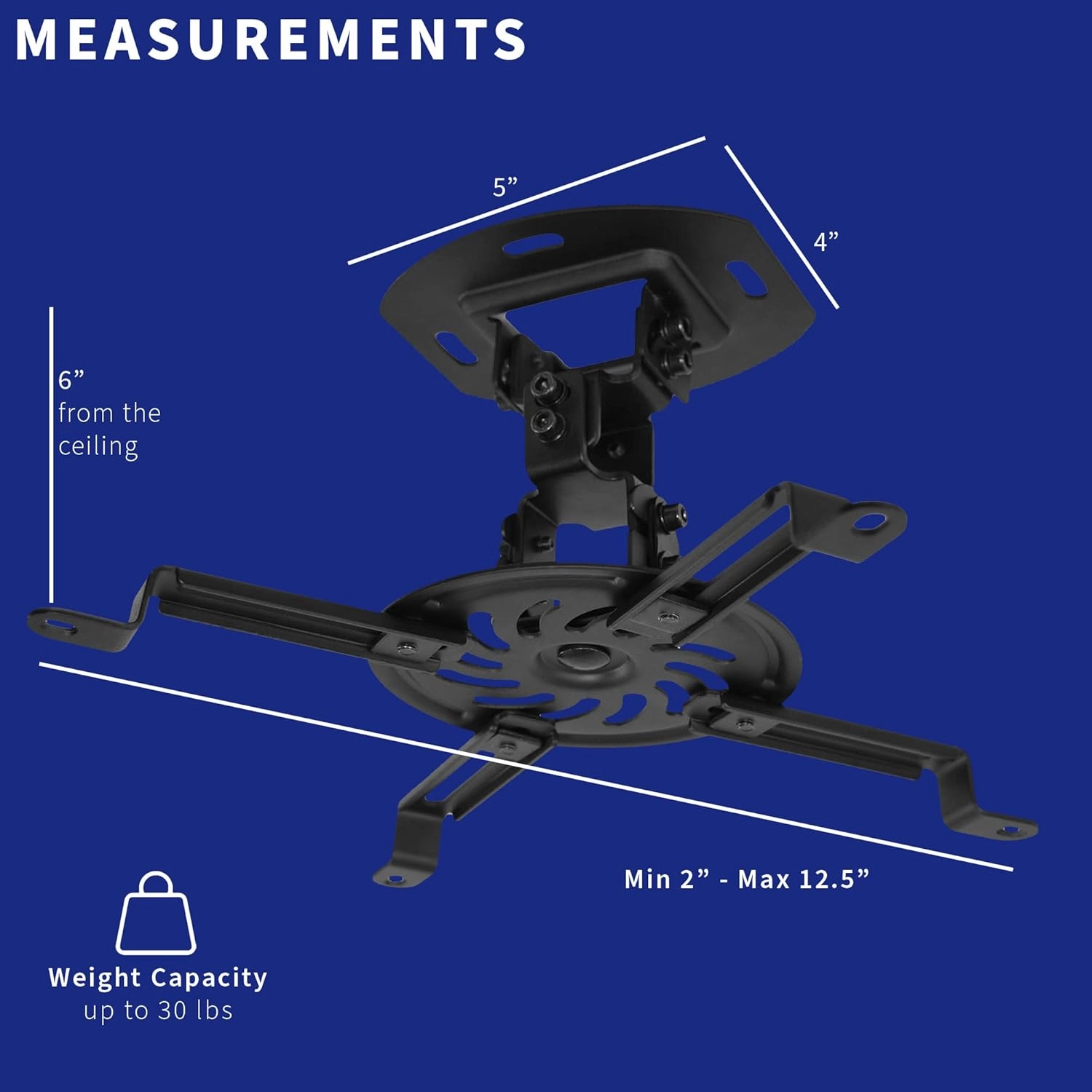 VIVO Universal Adjustable Ceiling Projector Mount for Regular and Mini Projectors, Projection Mount with Extending Arms, Black, MOUNT-VP01B