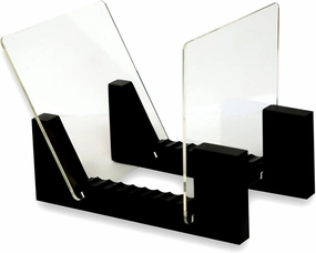 VK Royal Vinyl Records Storage Holder Display Stand 7' Holds Up to 25 LP's Wood Stand, Rubber Grip Pad and Clear Acrylic Ends Vinyl Record Storage (Black) vinyl storage,record holder,LP organizer,