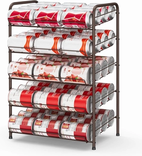 Vrisa Can Rack Organizer 5 Tier Cans Storage Organizer for Pantry Metal Can Food Holders Stacking Canned Goods Dispenser Rack Soda 60 Cans Organizers for Kitchen Pantry Cabinet, Rustic Brown equipment cabinet,AV gear cabinet,component enclosure,