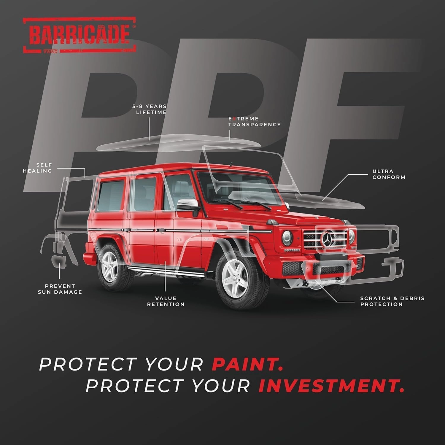 VViViD Barricade Premium 8 Year Stealth Satin Clear Paint Protection Film (17.9" x 96")
