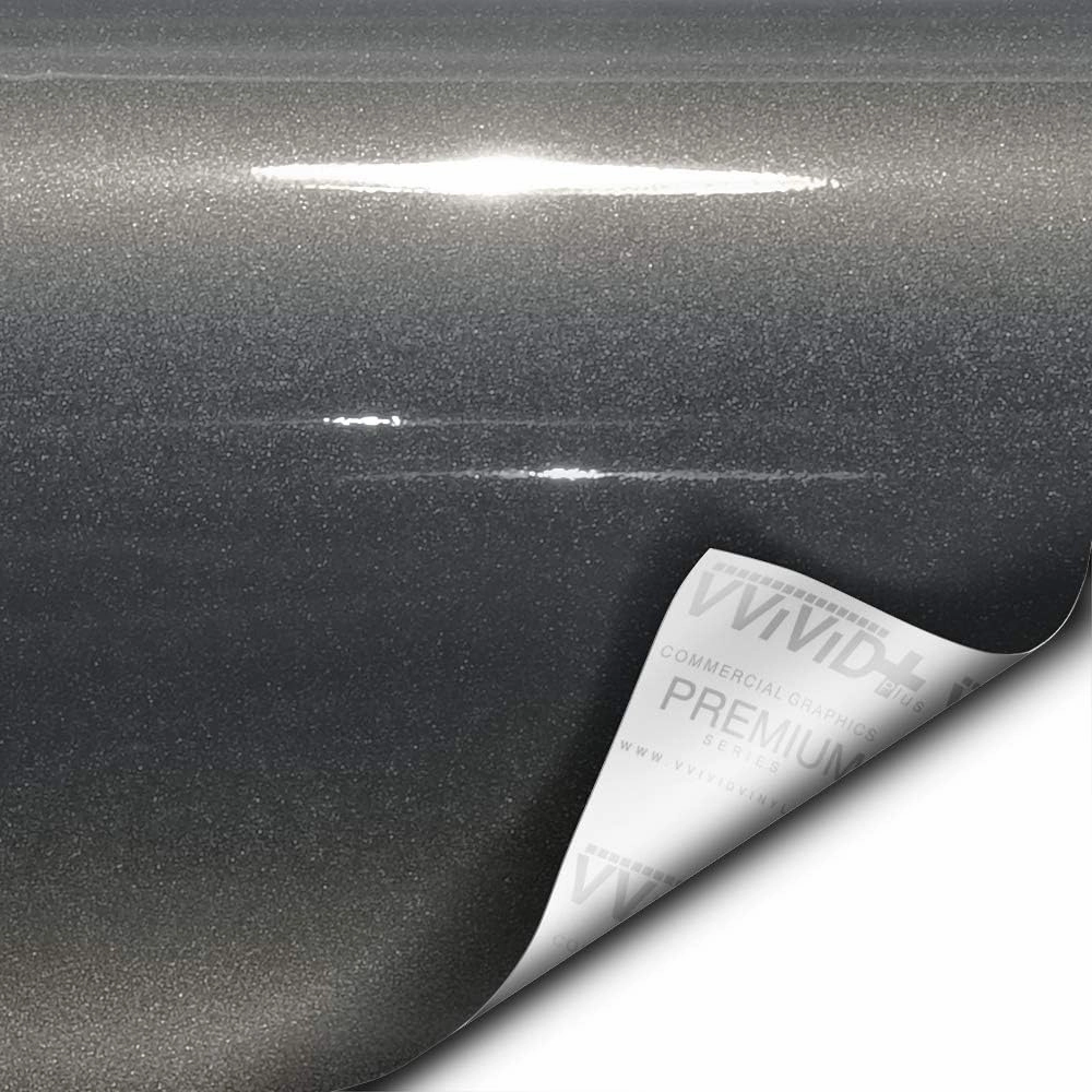 VViViD  Ultra Gloss Candy Charcoal Grey Vinyl Car Wrap Premium Paint Replacement Film Roll with Nano Air Release Technology, Stretchable Protective Cap Liner, Self Adhesive (6ft x 5ft)