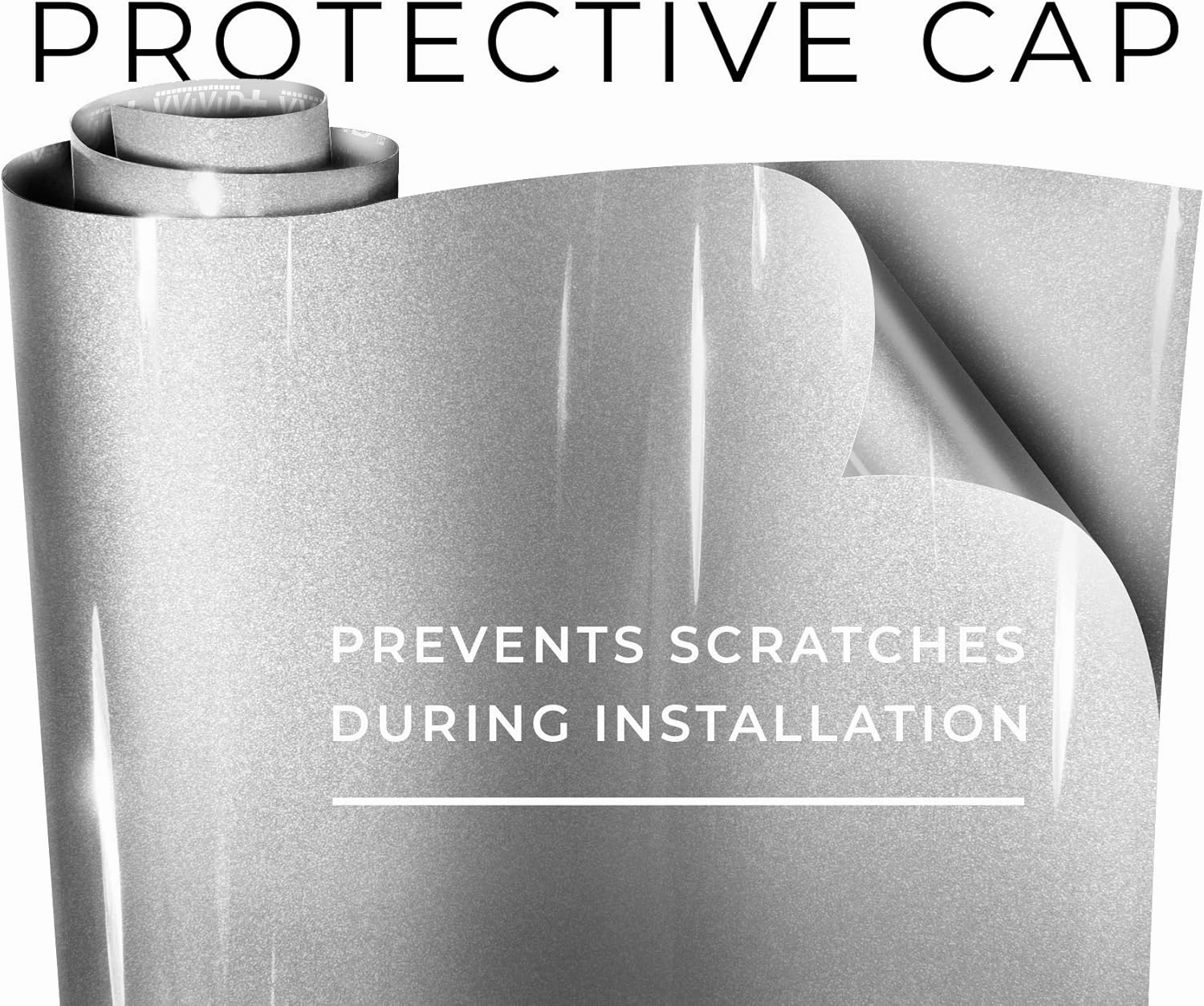 VViViD  Ultra Gloss Silver Metallic Vinyl Car Wrap Premium Paint Replacement Film Roll with Nano Air Release Technology, Stretchable Protective Cap Liner, Self Adhesive, Indoor Outdoor (6ft x 5ft)