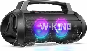 W-KING Portable Speakers Bluetooth Wireless, 120W Max Loudest Bluetooth Speaker, IPX6 Waterproof Outdoor Speaker with 70W Deep Bass/2*Subwoofer/DSP/EQ/42H/LED/MAC-in/Power Bank, Large Party Boombox floorstanding speakers,tower speakers,stereo floor speaker