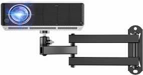 WALI Foldable Projector Wall Mount Universal Adjustable Wall Projector Mount Aluminum Alloy Projectors Stand,1/4" M4 M6 Screw Size,(1330LM-PM), Black speaker wall mount,audio bracket,AV wall mounting,