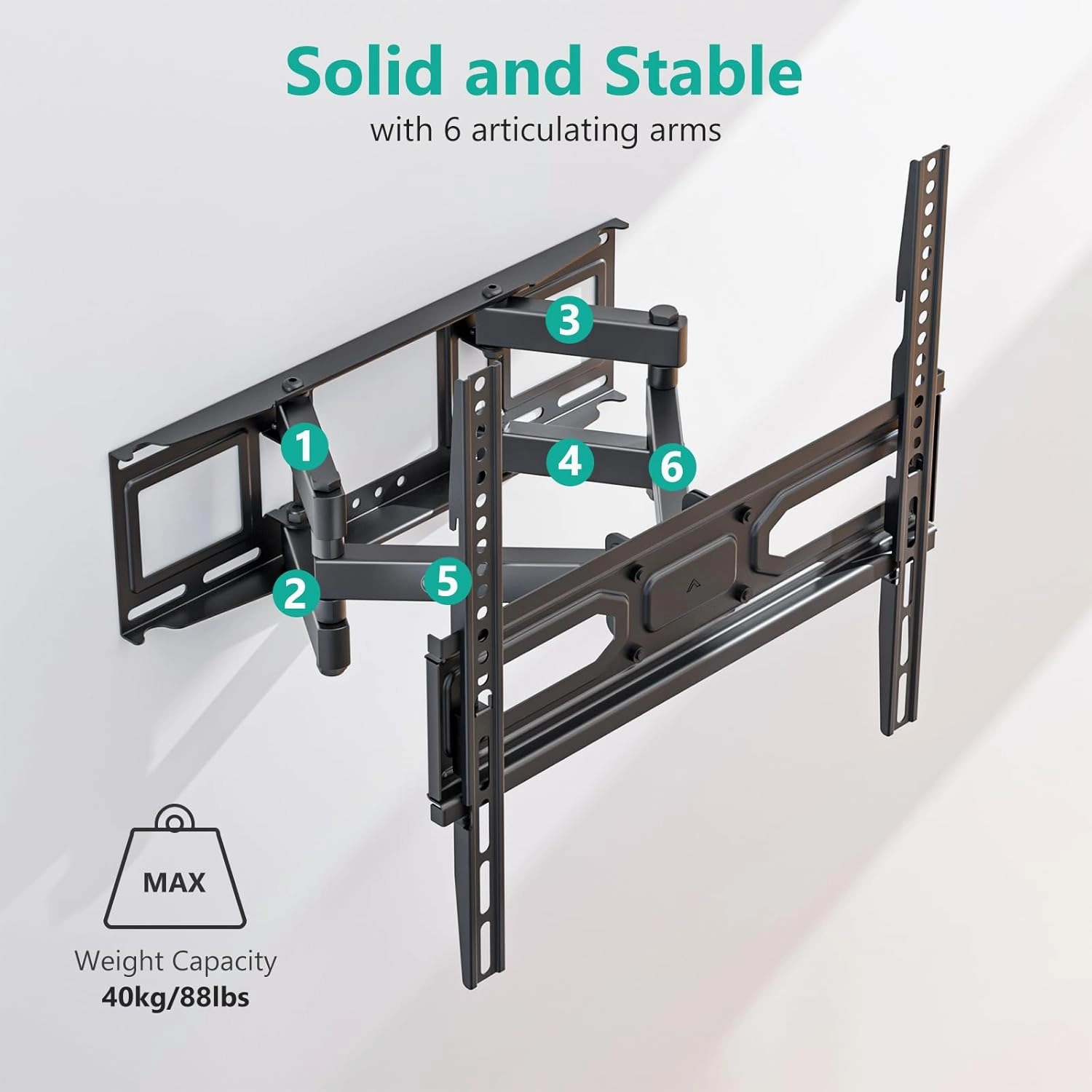 WALI Full Motion TV Wall Mount for Most 32-70 inch Flat Curved TVs, Swivel Extension Tilting Leveling TV Mount Bracket Max Mounting Holes 400x400mm, Holds up to 88 lbs & 12/16" Wood Studs