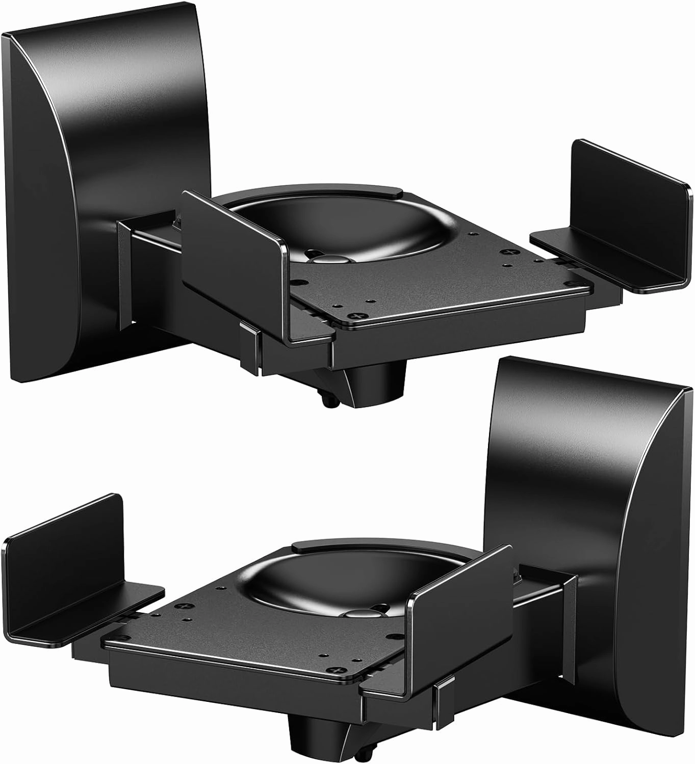 WALI Speaker Wall Mounts, Dual Side Clamping Bookshelf Mounting Bracket for Large Surrounding Sound Speakers, Hold up to 55 lbs. (SWM201), 1 Pair, Black bookshelf speakers,compact stereo speakers,hi-fi shelf speakers,
