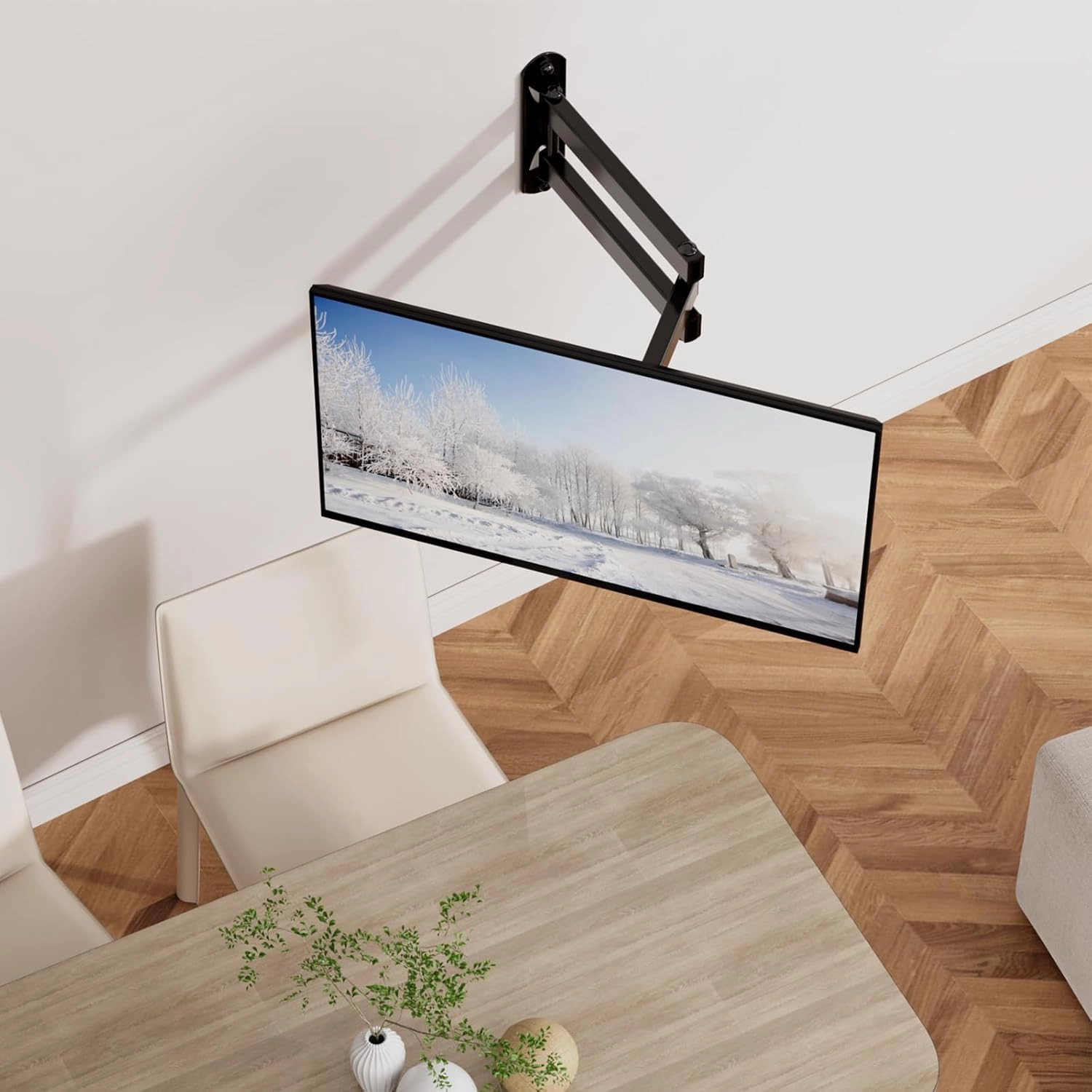 WALI TV Wall Mount Articulating LCD Monitor Full Motion 15 inch Extension Arm Tilt Swivel for Most 13 to 32 inch LED TV Flat Panel Screen with Mounting Holes up to 100x100mm (1330LM), Black