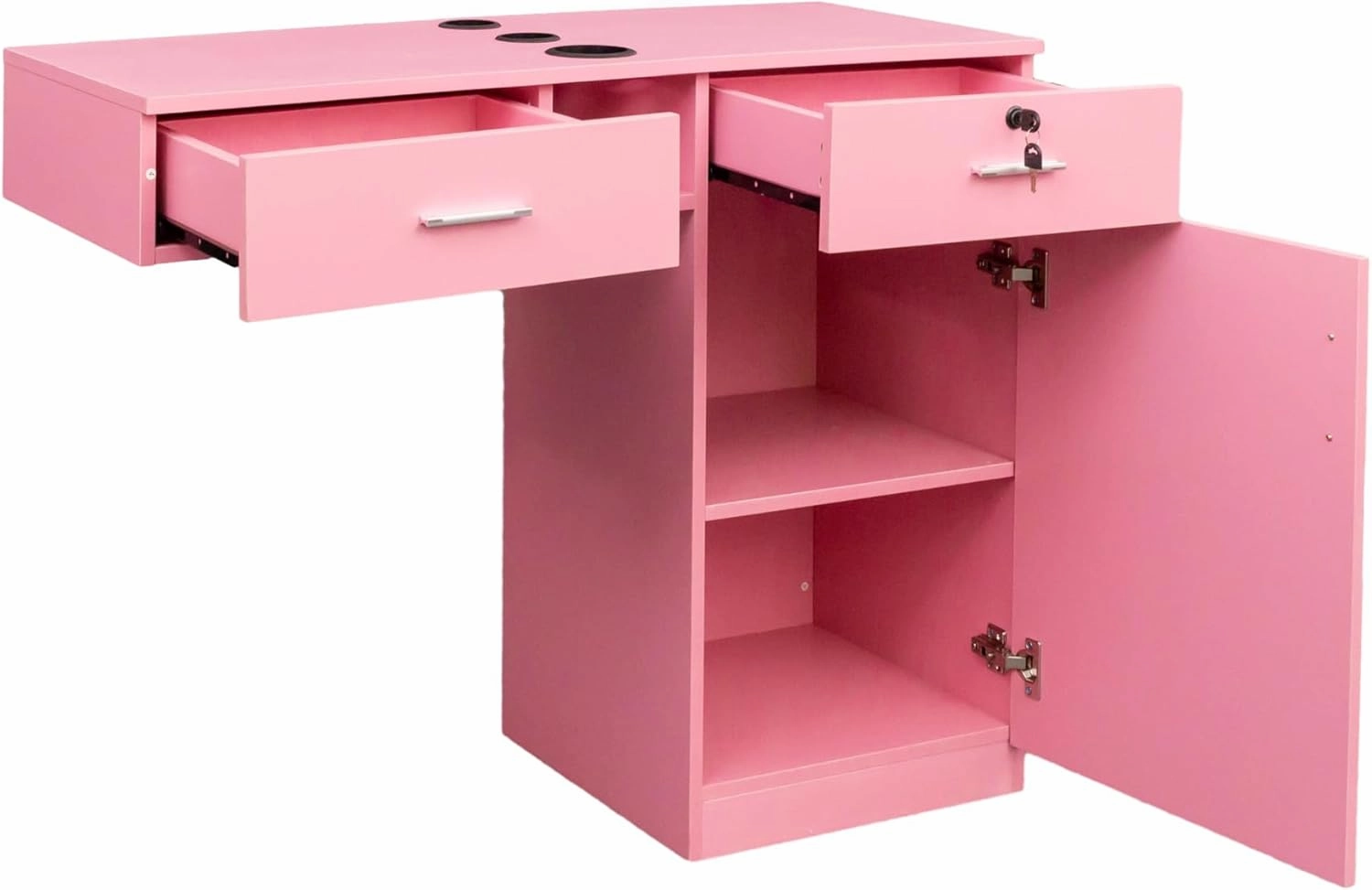 Wall Mounted Barber Shampoo Station Storage Cabinet Salon Beauty Spa Equipment for Barber Salon Shop (Barber Salon Styling Station - Pink)