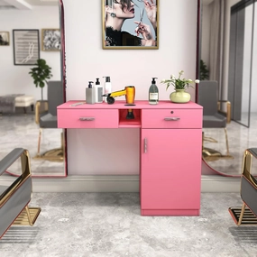 Wall Mounted Barber Shampoo Station Storage Cabinet Salon Beauty Spa Equipment for Barber Salon Shop (Barber Salon Styling Station - Pink) equipment cabinet,AV gear cabinet,component enclosure,