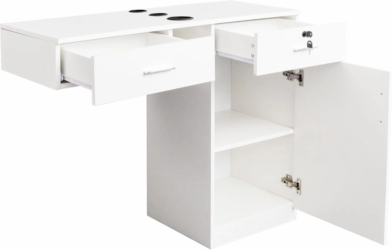 Wall Mounted Barber Shampoo Station Storage Cabinet Salon Beauty Spa Equipment for Barber Salon Shop (Barber Salon Styling Station - White)