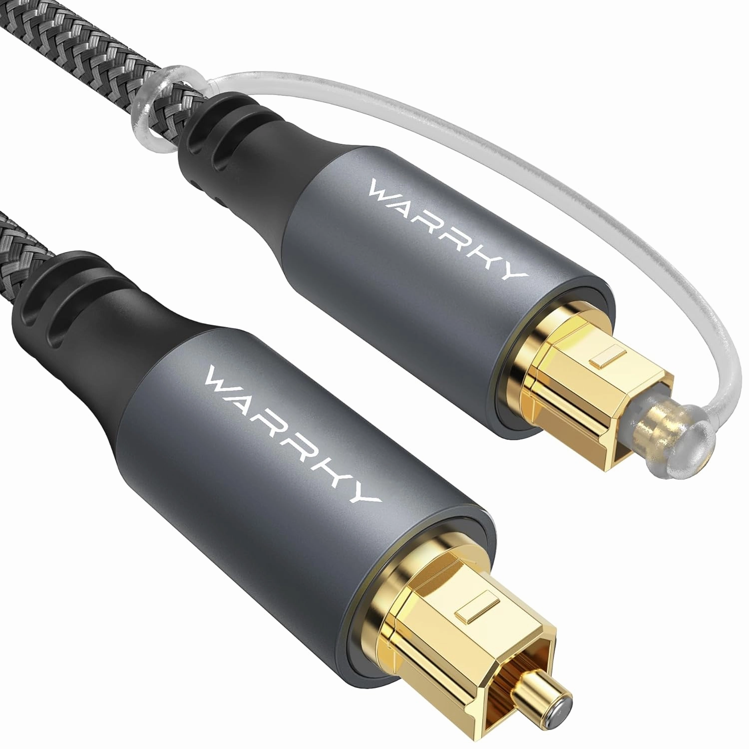 Warrky Optical Audio Cable, 6ft / 1.8m Optical Cable for Soundbar [Nylon Braided, Slim Metal Case, Gold-Plated Plug], Fiber Optic Audio Cord Compatible with Samsung, Vizio, LG, Bose, Sony, Sonos wireless audio bridge,Bluetooth transmitter,WiFi audio link,