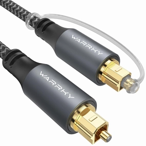 Warrky Optical Audio Cable, 6ft / 1.8m Optical Cable for Soundbar [Nylon Braided, Slim Metal Case, Gold-Plated Plug], Fiber Optic Audio Cord Compatible with Samsung, Vizio, LG, Bose, Sony, Sonos wireless audio bridge,Bluetooth transmitter,WiFi audio link,