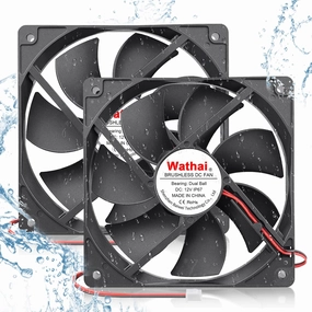 Wathai 120mm x 25mm DC 12V Waterproof Fan Dual Ball High Preformance for Electronic Equipment Cabinet or DIY Cooling Ventilation Exhaust Projects IP67 2 Pack equipment cabinet,AV gear cabinet,component enclosure,