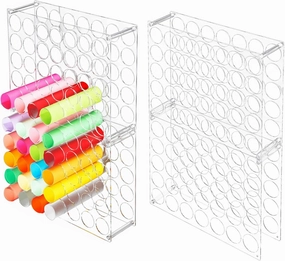 Wenqik 2 Pack Vinyl Storage Organizer 70 Holes Vinyl Roll Storage Acrylic Vinyl Roll Holder Easy to Assemble Vinyl Organizer Storage Craft for Room Art Organization Decor vinyl storage,record holder,LP organizer,
