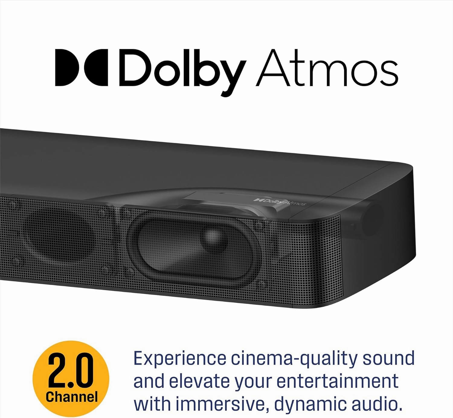 Westinghouse 2.0 Channel Compact Mini Soundbar with Dolby Atmos and Digital Plus, 120W Surround Sound System for TV, Home Theater Audio, Bluetooth, Easy Setup, Roku TV Ready