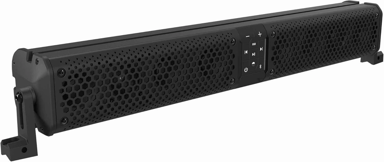 wet sounds Stealth XT 8-B - All-in-One IP67 Weatherproof 300-Watt Amplified Bluetooth 8-Speaker Soundbar with Remote - Black
