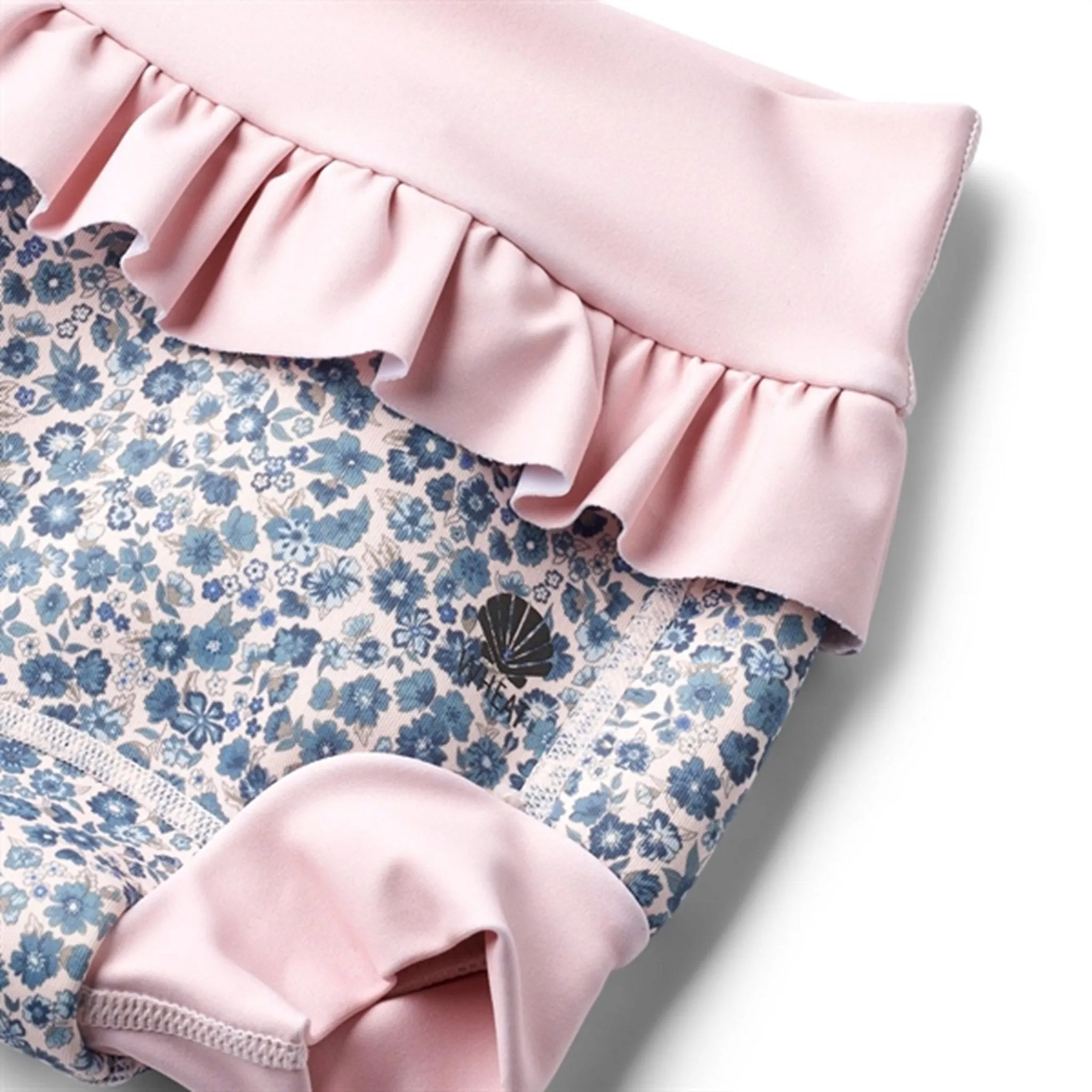 Wheat Blue Flower Meadow Neoprene Swim Pants Ruffle