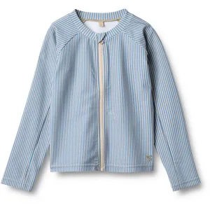 Wheat Blue Swim Stripe Swim T-Shirt L/S Zip Ada