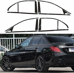 Window Trim Chrome Delete Blackout Overlay Pre-Cut Genuine Vinyl for Mercedes Benz C Class W205 2014-2022 Carbon Fiber Pattern vinyl accessories,turntable parts,record player tools,