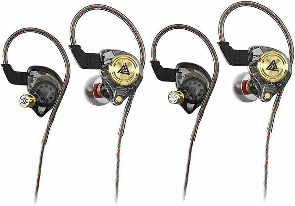 Wired Gaming Earbuds 2 Pack, Ak3file in Ear Monitors, Deep Bass Sound Wired Earbuds, HiFi in Ear Headphones with 1DD 10mm Dynamic Driver, IEM for Music Gaming Video Calling (Black Black) in-ear monitors,hi-fi IEMs,studio earphones,